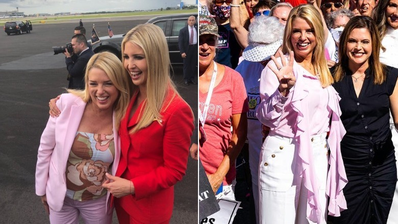 Pam Bondi wears pink with Ivanka Trump and at a political rally
