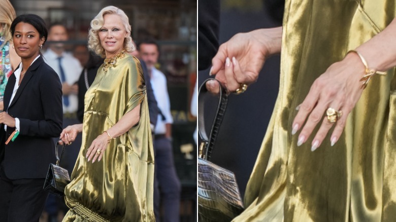 Pamela Anderson's milky French manicure at Milan Fashion Week