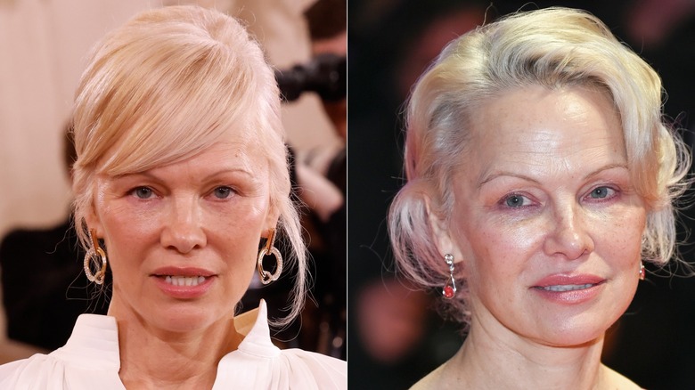 Pamela Anderson at the 83rd annual Golden Globe Awards in Beverly Hills in January 2026 / Pamela Anderson at the "Rosebush Pruning" photocall during the 76th annual Berlinale Berlin International Film Festival in February 2026