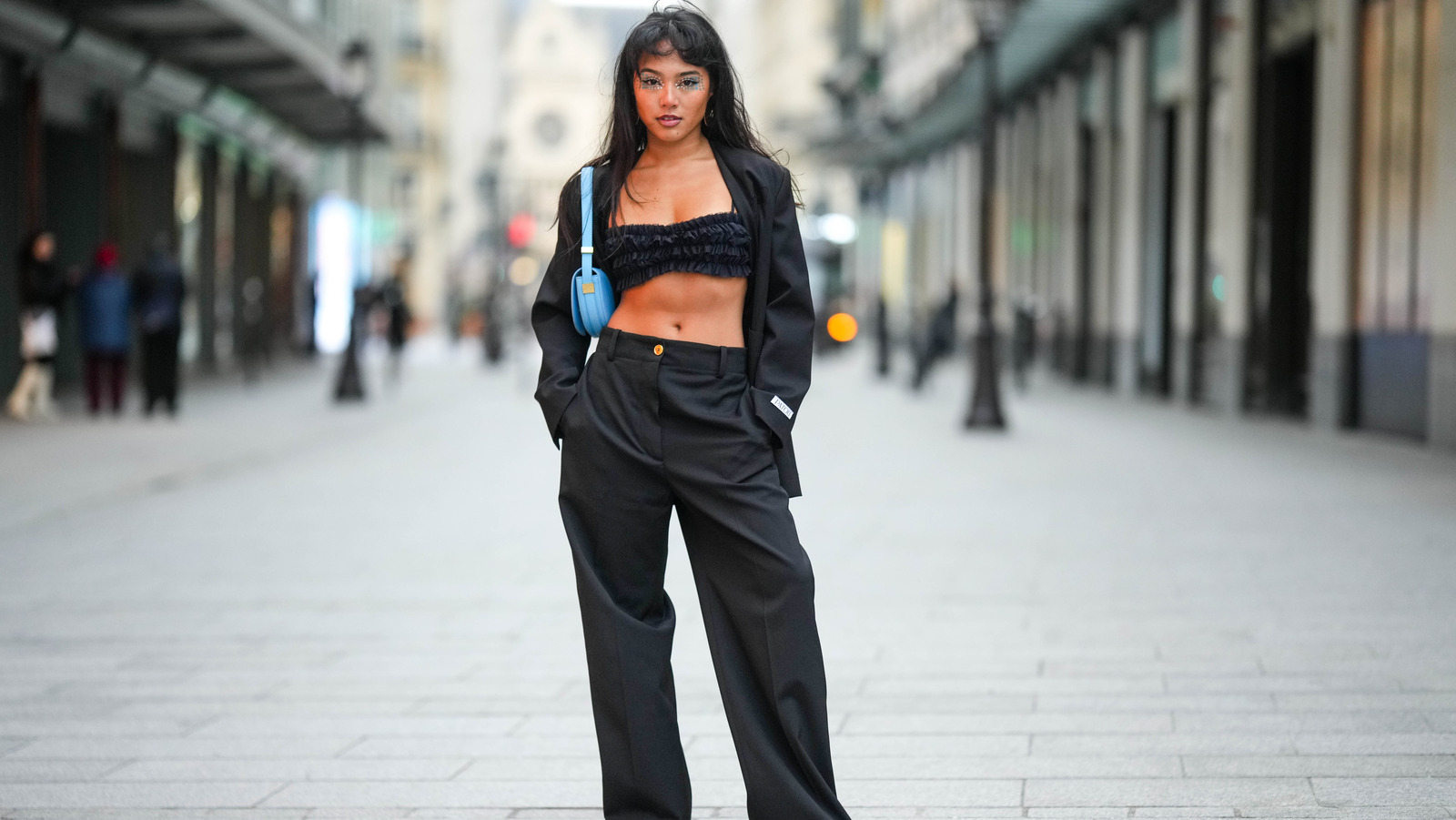 Pantsuits & Bra Tops Are The Proportion-Skewing Trend We Can't Get Enough Of