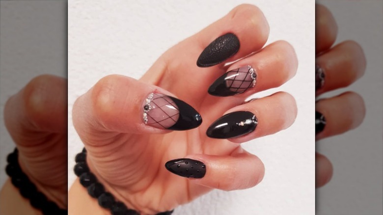 fingernails with nail polish