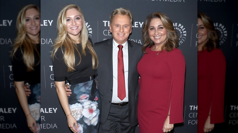 Maggie Sajak poses with her parents Pat Sajak and Lesly Brown on the red carpet at an event in New York City in 2017.