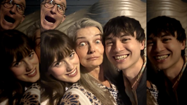 Jeff Greenstein and Paulina Porizkova with her step-grandchild, Olivia and her boyfriend in 2026.