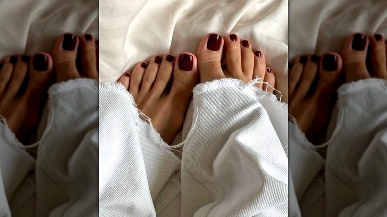 cherry red pedicure