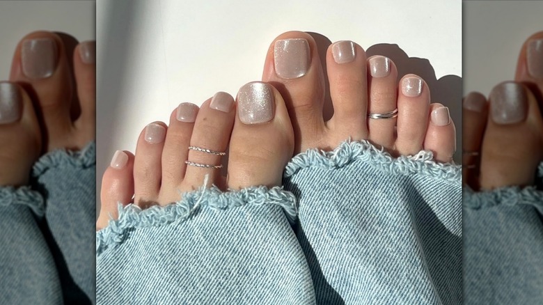 shimmery pastel pedicure