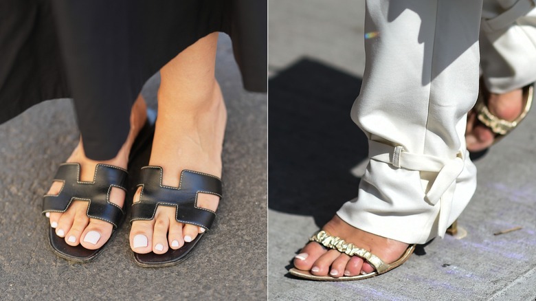 A white pedicure and a French pedicure