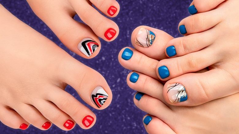 Two sets of pedicure nail art