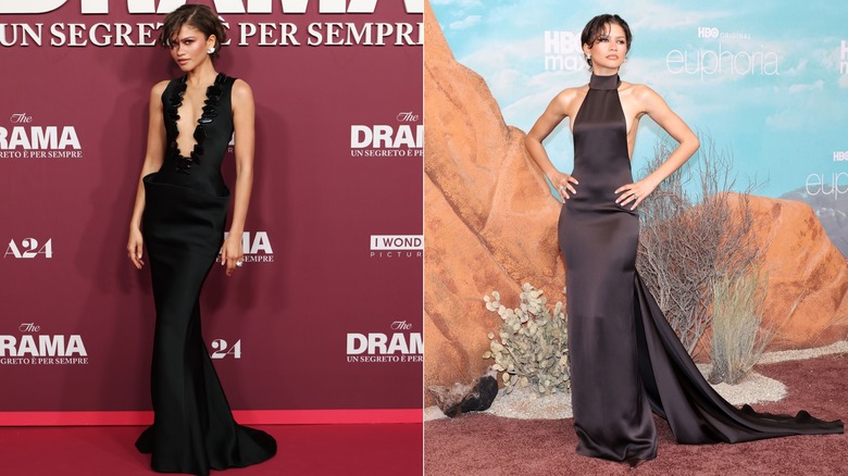 Zendaya in red carpet dresses and short hair in 2026
