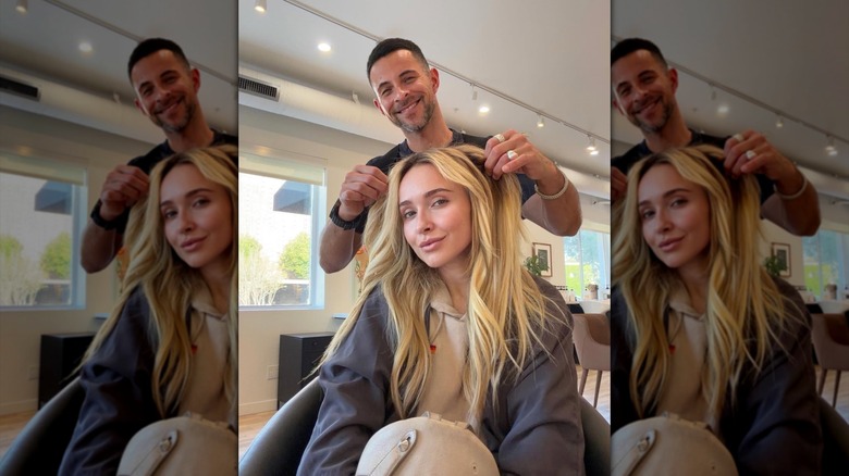 Hayden Panettiere getting her hair done