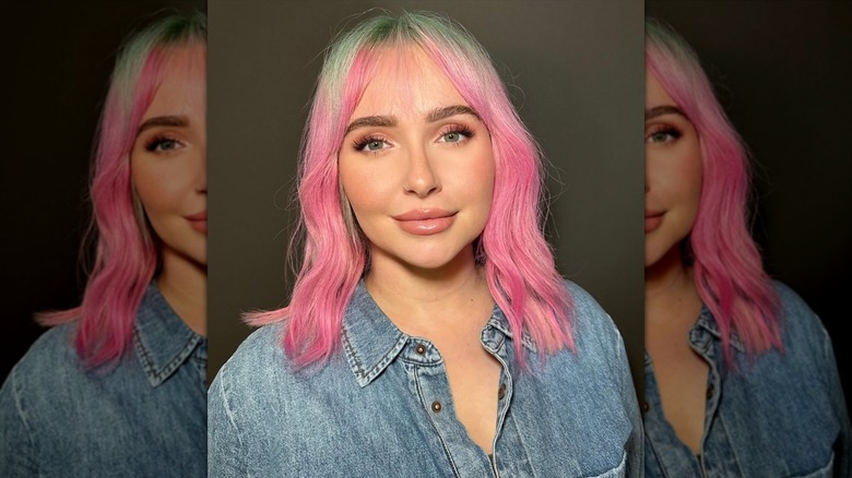 Hayden Panettiere with pink hair and long bangs