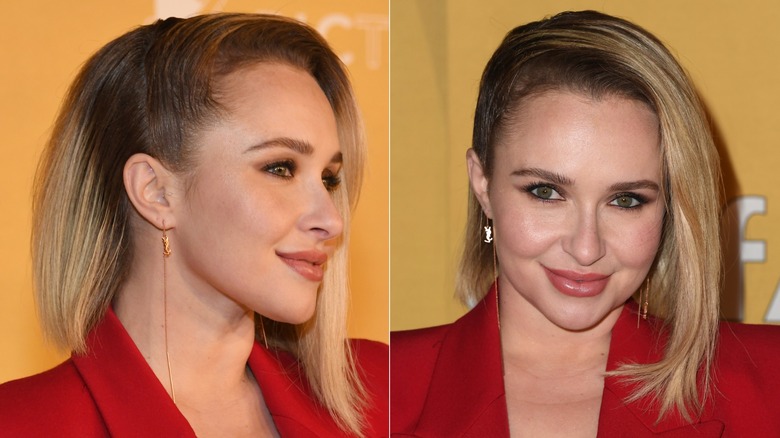 Hayden Panettiere with her hair slicked over to the side
