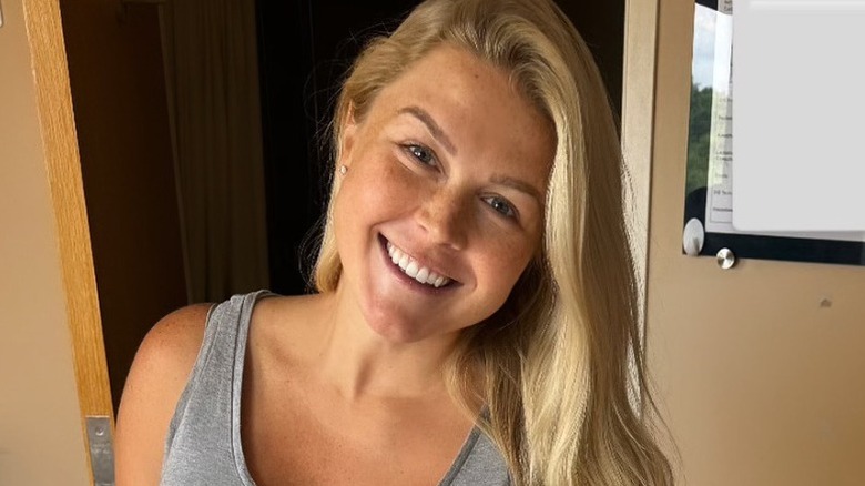 Karoline Leavitt poses after giving birth to her son