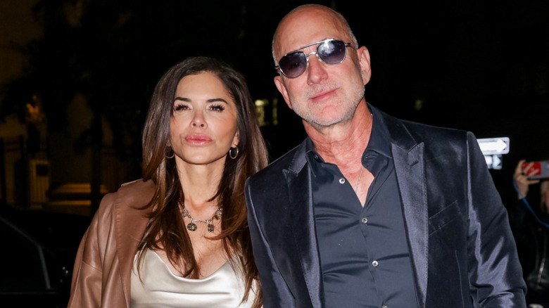 Lauren Sánchez and Jeff Bezos wearing silk in very different ways