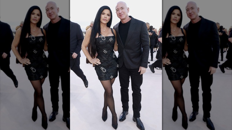 Lauren Sánchez and Jeff Bezos attend the Versace FW23 Show at Pacific Design Center on March 9, 2023 in West Hollywood, California (2023)