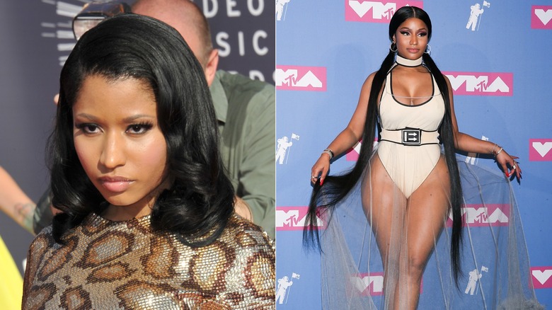 Nicki Minaj at the VMAs in 2014 and 2018