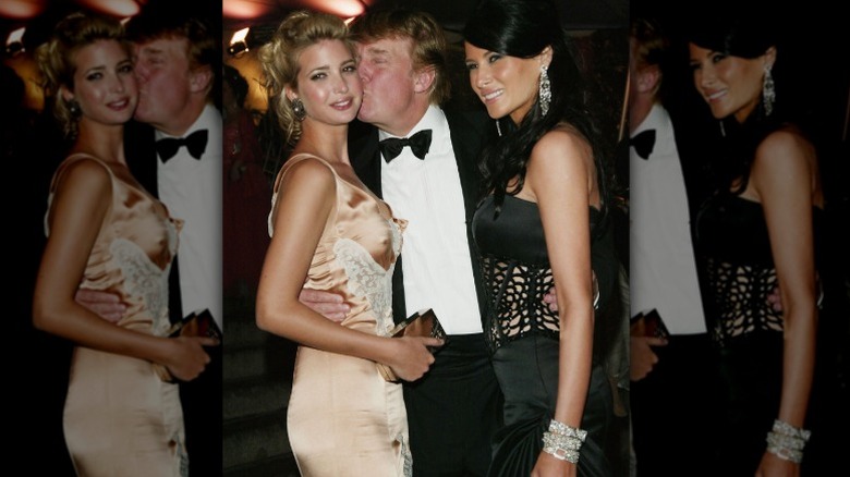 Donald Trump kisses daughter Ivanka while holding onto girlfriend Melania