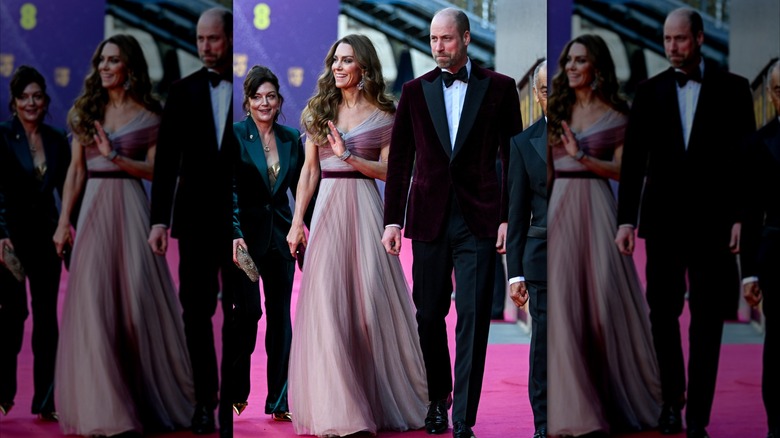 Prince William, Prince of Wales, and Catherine, Princess of Wales, arrive with Jane Millichip, CEO of the British Academy of Film and Television Arts and Lord-Lieutenant of Greater London Ken Olisa to the BAFTA Film Awards 2026, at the Royal Festival Hall, Southbank Centre, on February 22, 2026