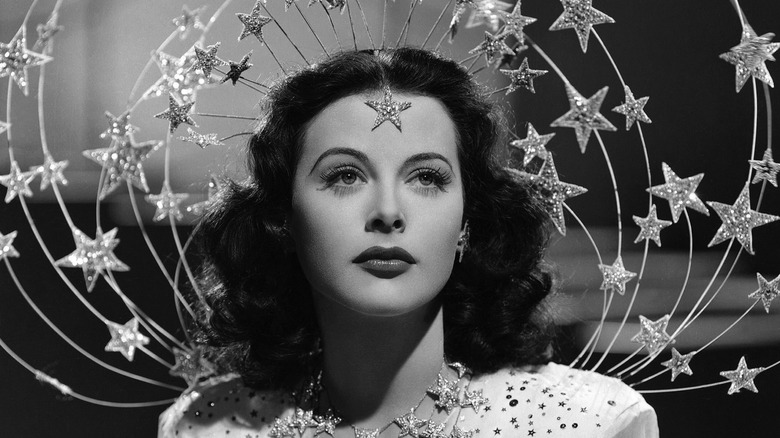 Hedy Lamarr wearing a star-studded headdress in "Ziegfeld Girl"