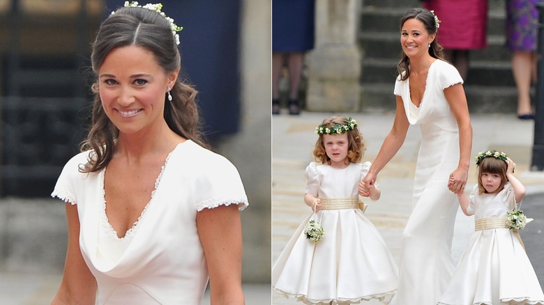 Pippa Middleton in her bridesmaid's dress at Westminster Abbey