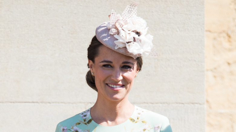 Pippa Middleton in a blue floral dress