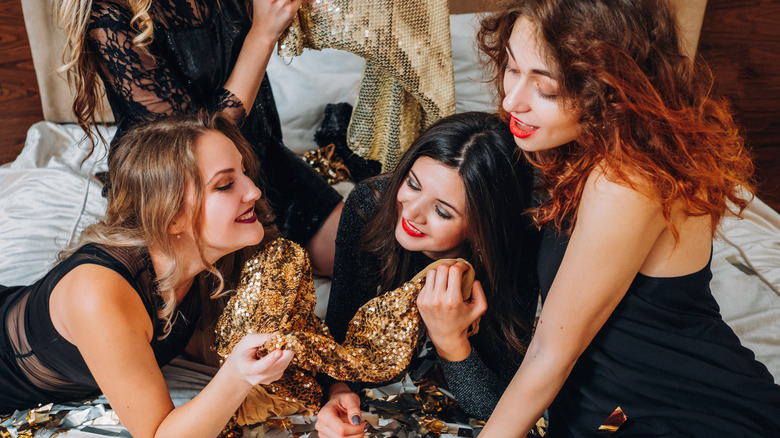 Girls Smiling Together At Bachelorette Party 