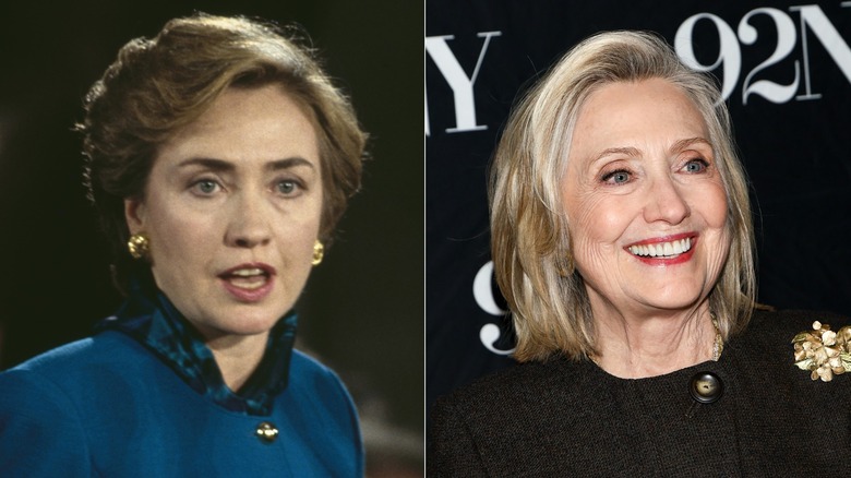 Hillary Clinton with her natural hair color and platinum blond