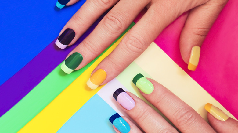 Bright colorful manicure