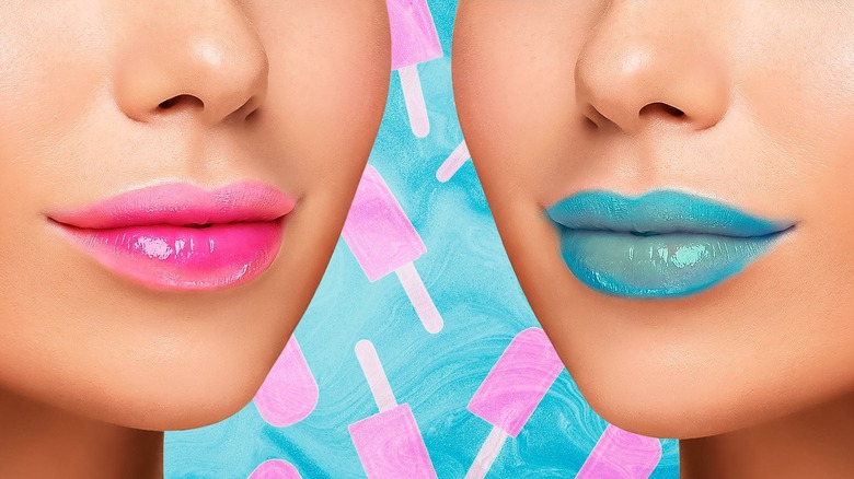 Girls wearing popsicle lips trend