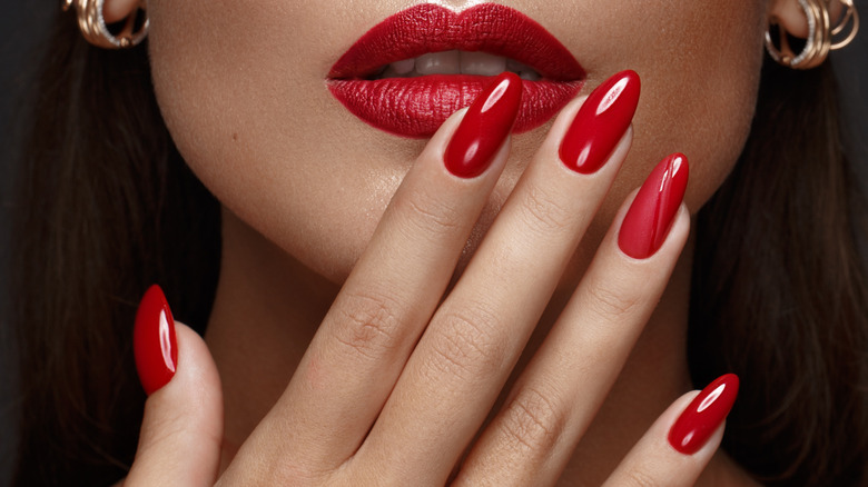 Red long nails