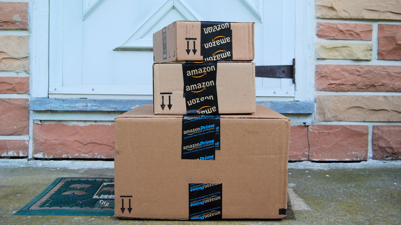 Amazon boxes on porch