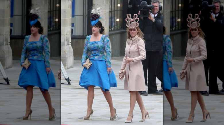 Princesses Beatrice and Eugenie at the wedding of Prince William and Kate Middleton