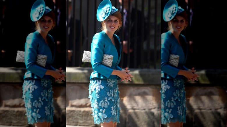 Princess Beatrice at the wedding of Mike Tindall and Zara Phillips.