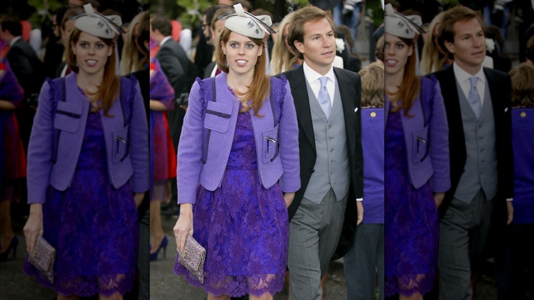 Princess Beatrice at the wedding of Sam Waley-Cohen and Annabel Ballin.