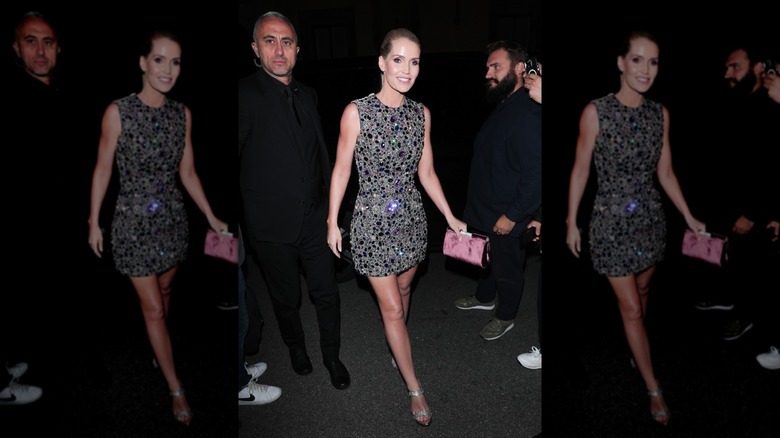 Lady Kitty Spencer wearing a bejewelled mini in Milan