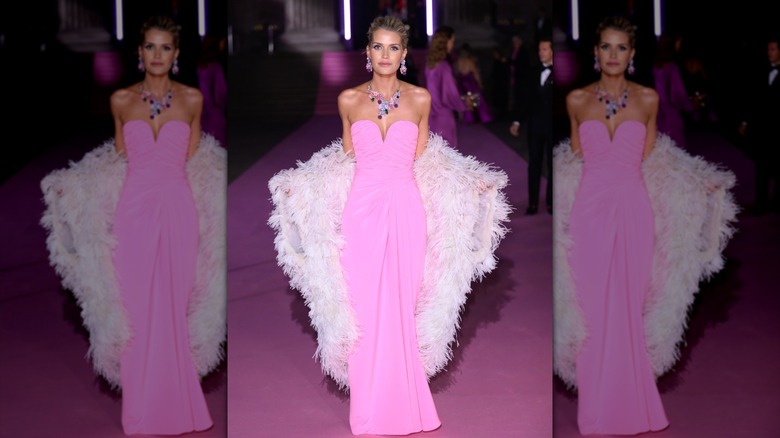 Lady Kitty Spencer wearing a pink dress at the British Museum