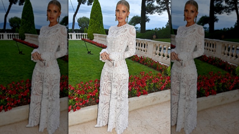 Lady Kitty Spencer wearing white at the amfAR Gala in May 2022