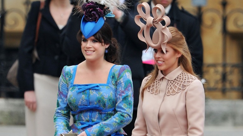 Princess Eugenie and sister Beatrice in glamorous outfits at Prince William and Kate Middleton's wedding