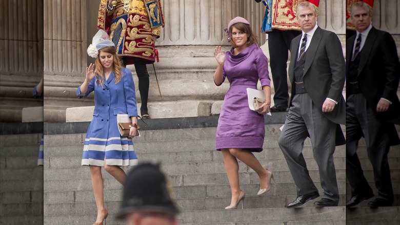 Princess Eugenie waves to a crowd at the Queen's diamond jubilee