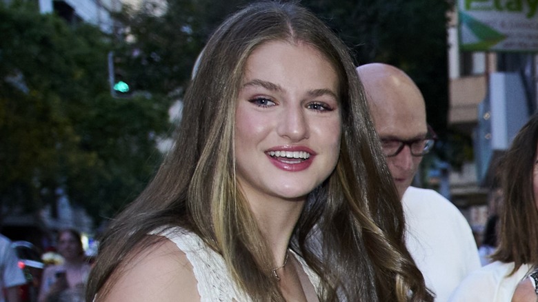 Princess Leonor of Spain with deep-pink lipstick