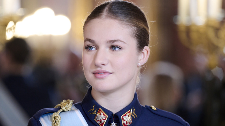 Princess Leonor of Spain with her hair in a bun