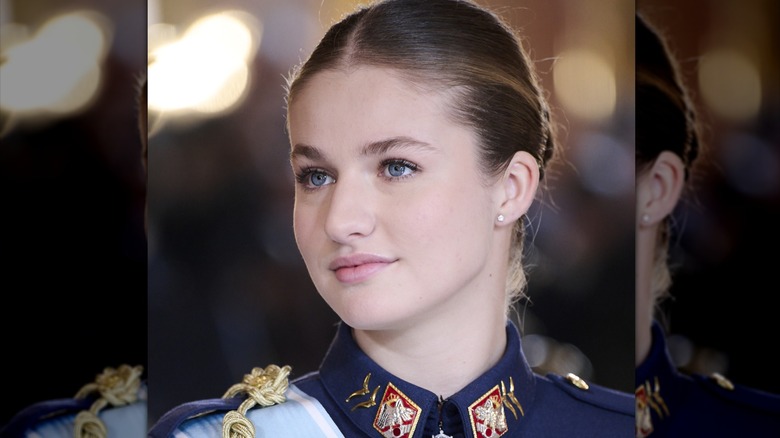 Princess Leonor of Spain with her hair in a bun