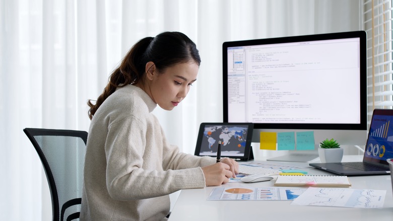 Woman working from home