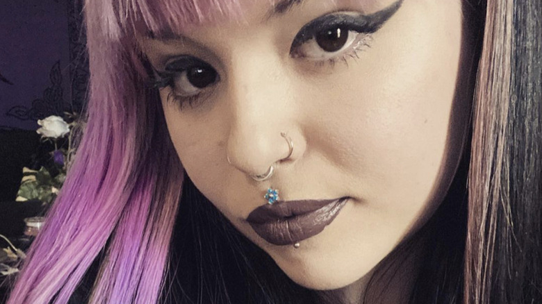 woman with Silver nose rings