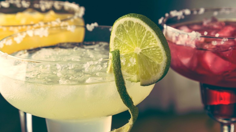 Three different flavored margaritas