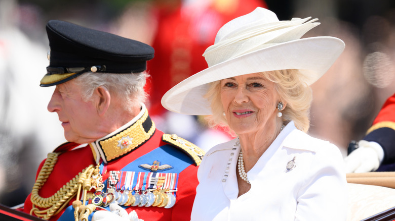 King Charles and Queen Camilla at the Trooping the Colour ceremony in 2025