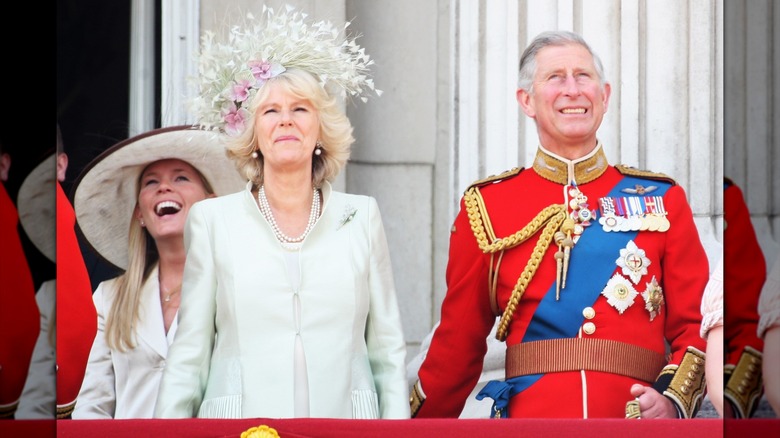 King Charles and Queen Camilla at the Trooping the Colour ceremony in 2008