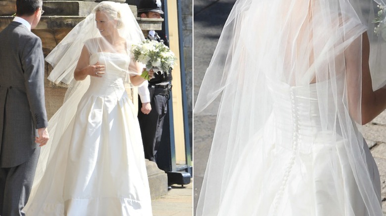 Zara Tindall on her wedding day, with a view of the back of her gown
