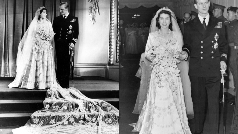 Queen Elizabeth II and Prince Philip on their wedding day in 1947
