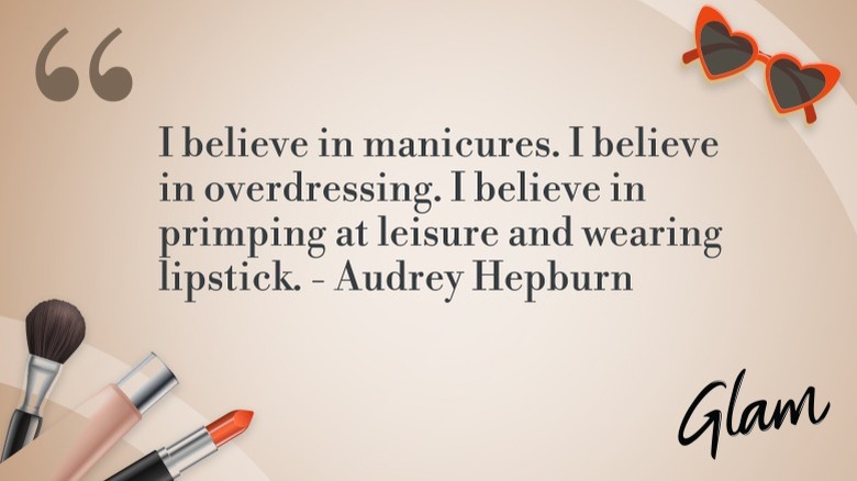 An Audrey Hepburn quote on a beige background