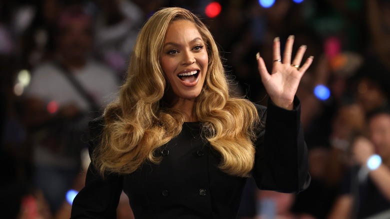 Beyoncé at a Kamala Harris campaign rally in 2024.